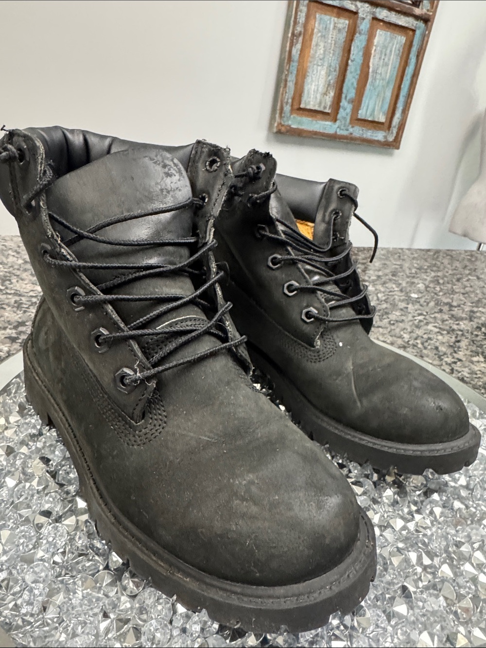 Timberland Black Women's Combat Moto Boots 4.5Y or W6 - Picture 3 of 15
